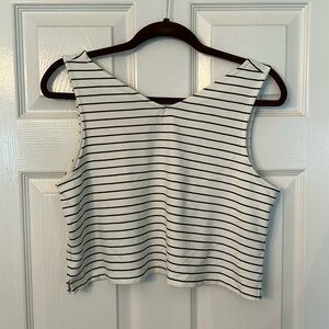 Women’s Maeve By Anthropologie Large Sleeveless White Top Black Stripes